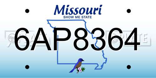 6AP8364 Missouri License Plate