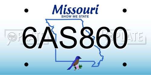 6AS860 Missouri License Plate