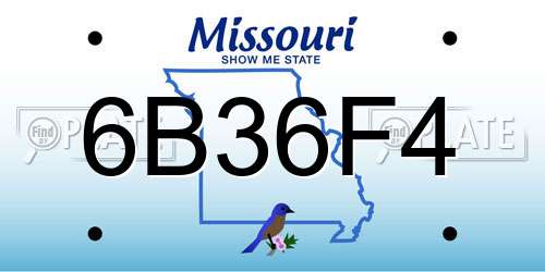 6B36F4 Missouri License Plate