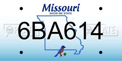 6BA614 Missouri License Plate
