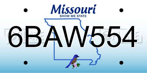 6BAW554 Missouri License Plate