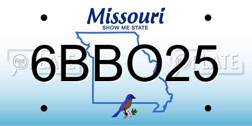 6BBO25 Missouri License Plate