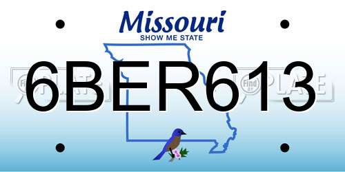 6BER613 Missouri License Plate