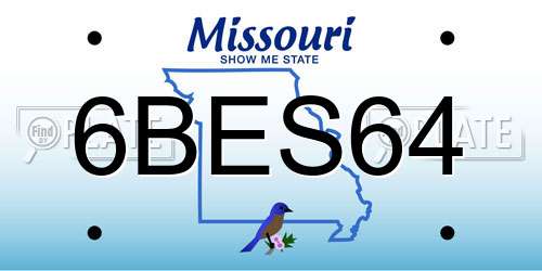 6BES64 Missouri License Plate