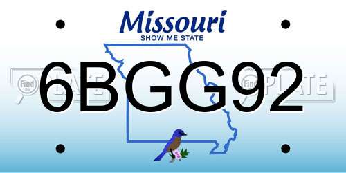 6BGG92 Missouri License Plate