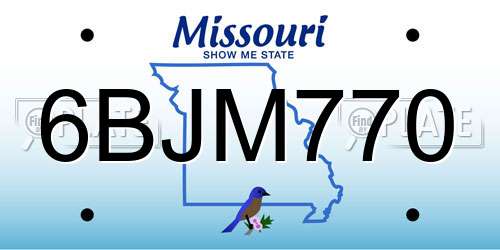 6BJM770 Missouri License Plate
