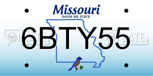 6BTY55 Missouri License Plate