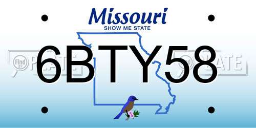 6BTY58 Missouri License Plate