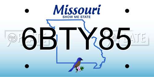 6BTY85 Missouri License Plate