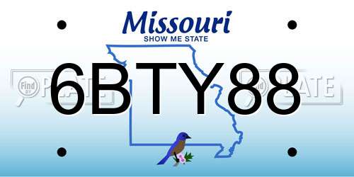 6BTY88 Missouri License Plate