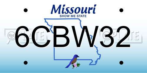 6CBW32 Missouri License Plate