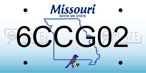 6CCG02 Missouri License Plate