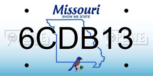 6CDB13 Missouri License Plate