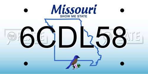 6CDL58 Missouri License Plate