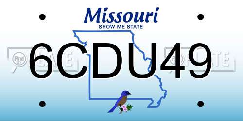 6CDU49 Missouri License Plate