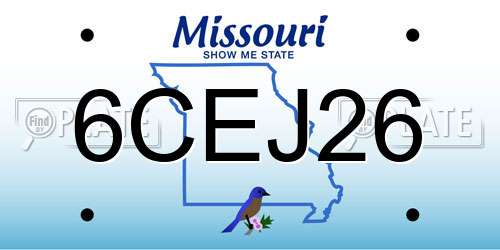 6CEJ26 Missouri License Plate