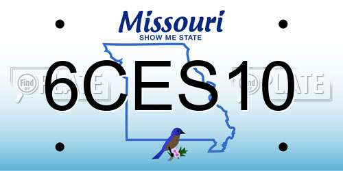 6CES10 Missouri License Plate