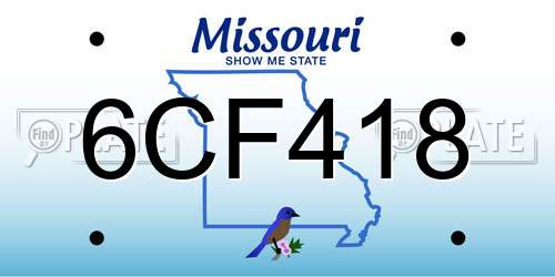 6CF418 Missouri License Plate