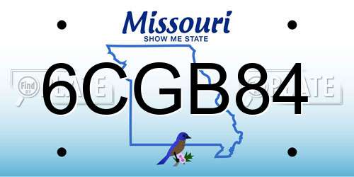 6CGB84 Missouri License Plate