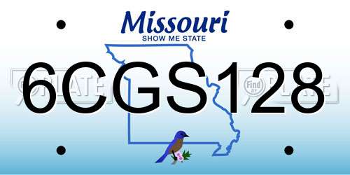 6CGS128 Missouri License Plate