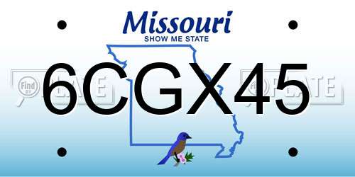 6CGX45 Missouri License Plate