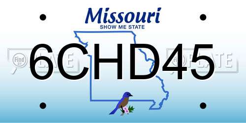 6CHD45 Missouri License Plate
