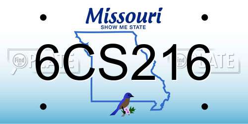 6CS216 Missouri License Plate