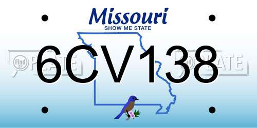 6CV138 Missouri License Plate