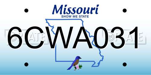 6CWA031 Missouri License Plate