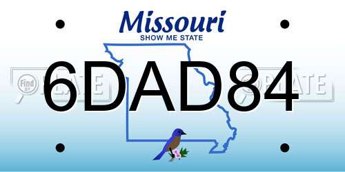 6DAD84 Missouri License Plate