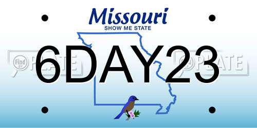 6DAY23 Missouri License Plate