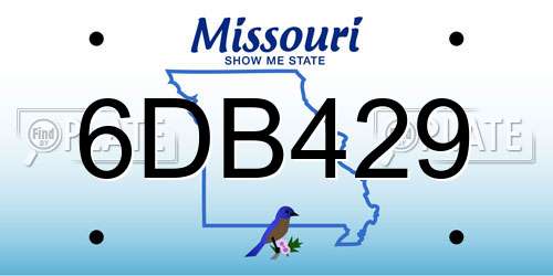 6DB429 Missouri License Plate