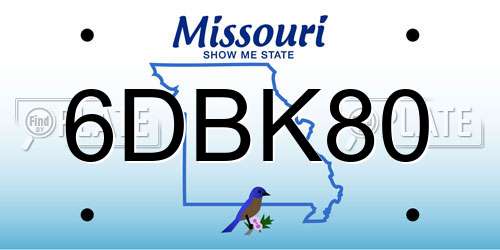 6DBK80 Missouri License Plate
