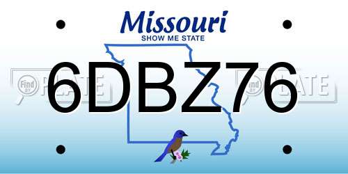 6DBZ76 Missouri License Plate