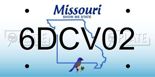 6DCV02 Missouri License Plate