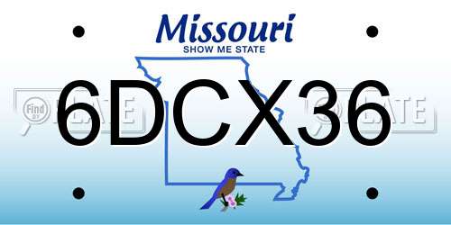 6DCX36 Missouri License Plate