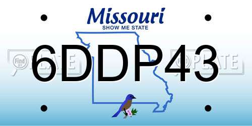 6DDP43 Missouri License Plate