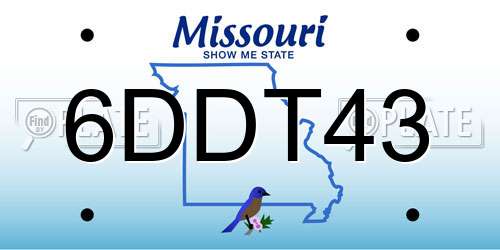 6DDT43 Missouri License Plate