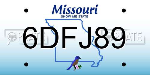 6DFJ89 Missouri License Plate