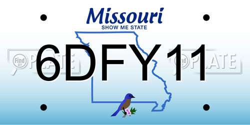 6DFY11 Missouri License Plate