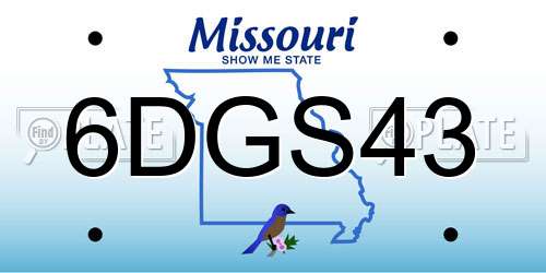 6DGS43 Missouri License Plate