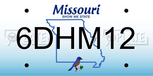 6DHM12 Missouri License Plate