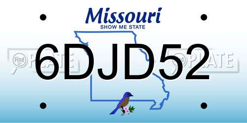 6DJD52 Missouri License Plate
