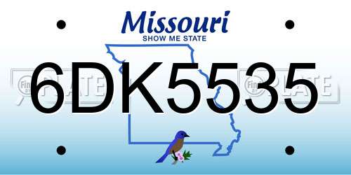 6DK5535 Missouri License Plate