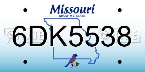 6DK5538 Missouri License Plate