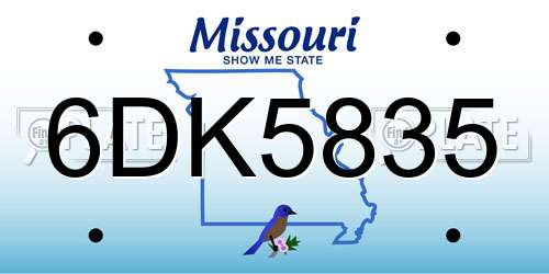 6DK5835 Missouri License Plate
