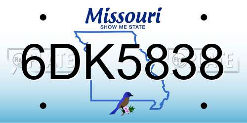 6DK5838 Missouri License Plate