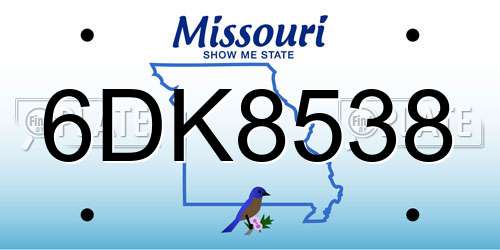 6DK8538 Missouri License Plate