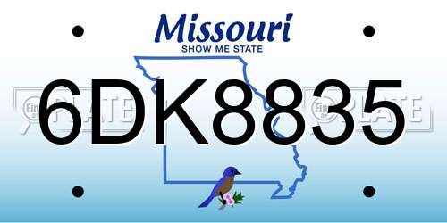 6DK8835 Missouri License Plate
