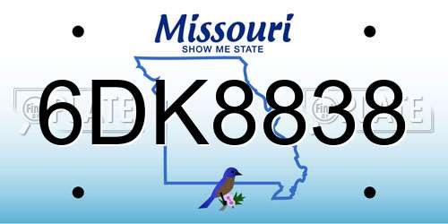 6DK8838 Missouri License Plate